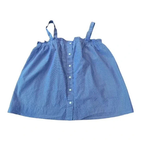 J. CREW BUTTON-FRONT RUFFLE TOP IN BLUE