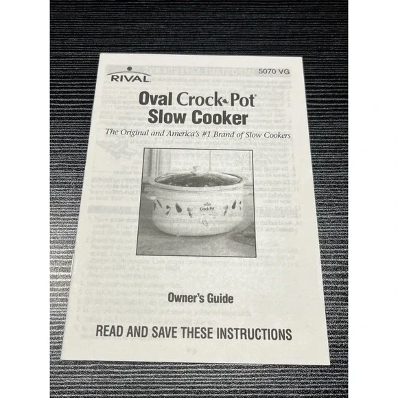 Rival Crock-Pot Slow‎ Cooker Owner's Guide – 2002 Vintage Manual – Staple Bound