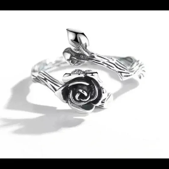 925 Stamp Rings for Women Trendy Elegant Vintage Make Old Simple Flowers