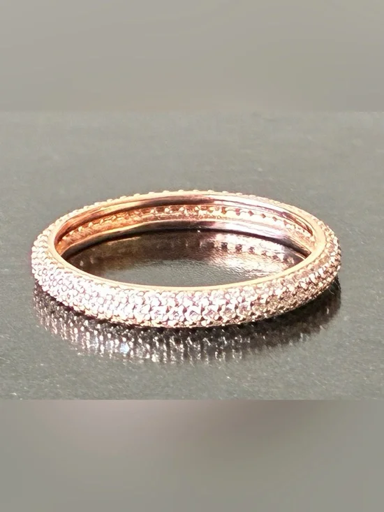 Rose Gold Pave Stacking Ring  - Sterling Silver 925 Sz 8