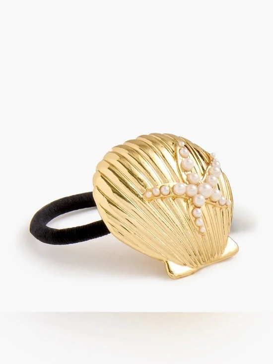 NWT J Crew Gold Shell Hair Tie