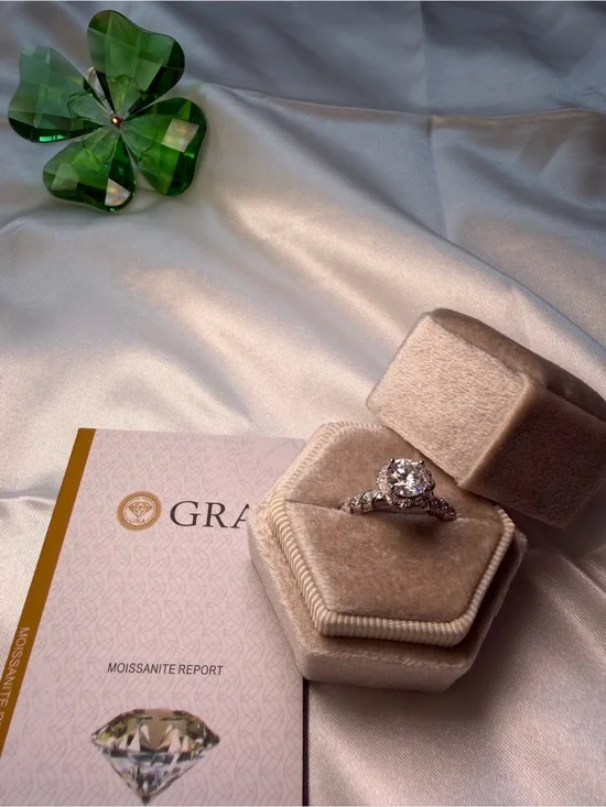 1 Ct Halo Moissanite Ring | Size 7 | 925 Sterling Silver | D Color | GRA | NEW