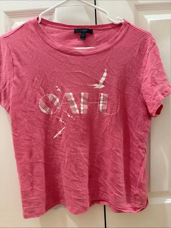J. Crew Pink Graphic 'OAHU' Short-Sleeve Tee