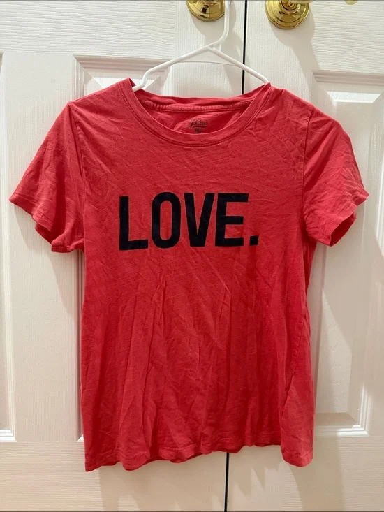 J. Crew Red 'LOVE.' Short Sleeve Tee