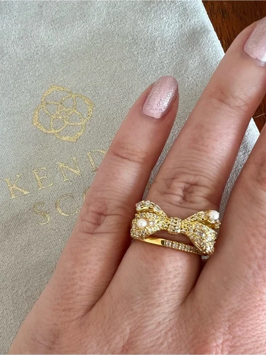 Kendra Scott Krista Gold Bow Cocktail Ring in White Mix