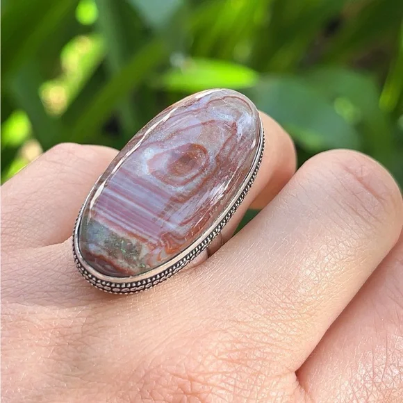 Size 6.75 925 silver‎ plated dolomite ring