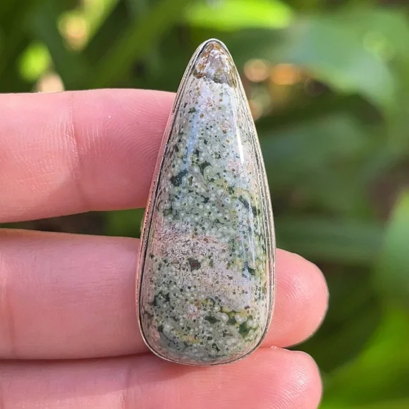 Size 6.75 925 silver plated green pink ocean‎ jasper ring