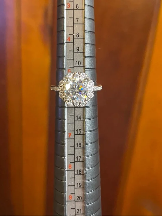 Moissanite Halo Ring 2CTW White Gold Plated