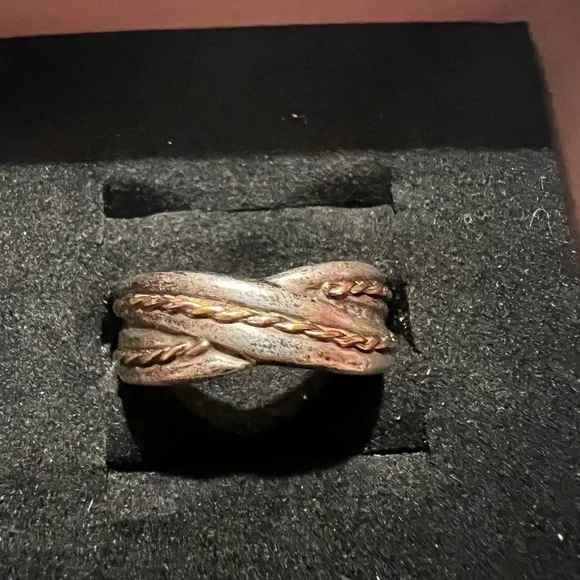 Sterling silver & 14k rope‎ style ring size 7