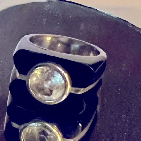Chic Black onyx cz ring‎ set in sterling silver size 7
