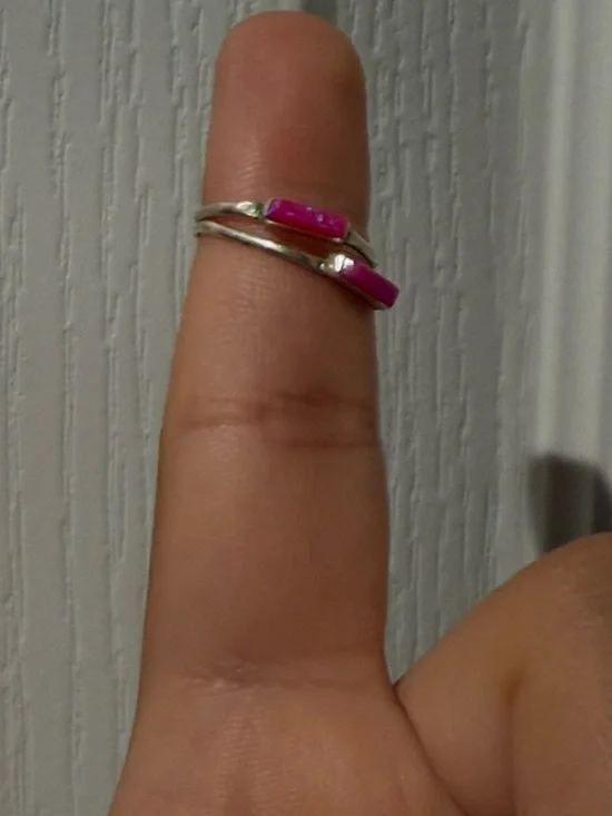 Native Made Sterling Silver Pink Stacking Ring - Women's Fashion Jewelry