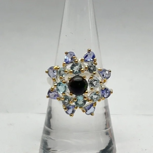 Sterling‎ Silver aquamarine Gemstone Ring Sz 7