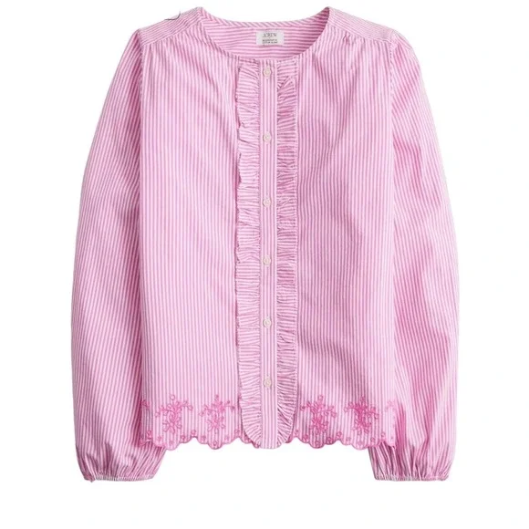 J.Crew embroidered button‎ up shirt pink 2X NWT