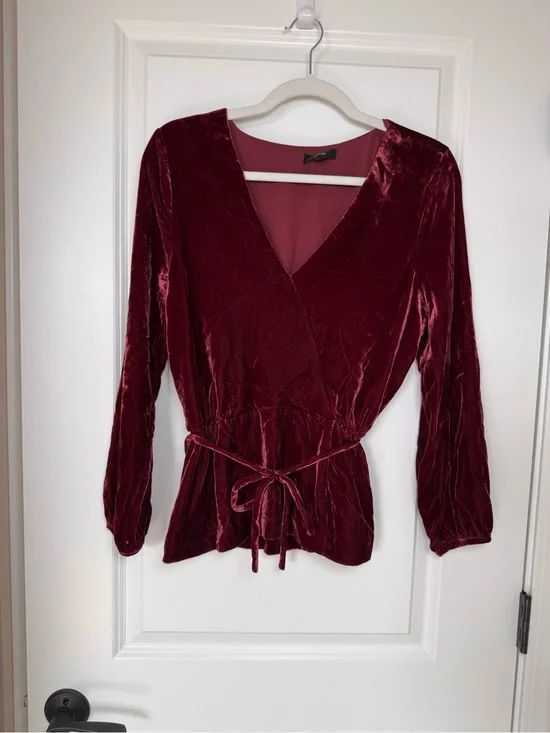 J. Crew Velvet Top in Burgundy