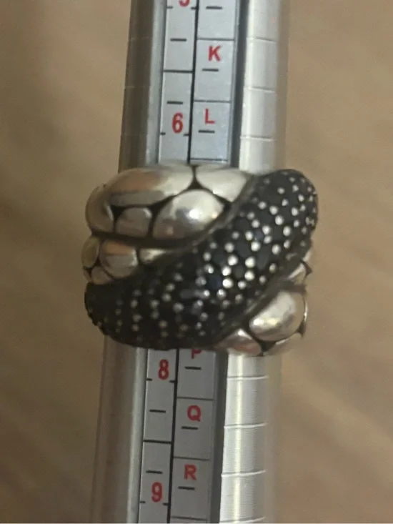 John Hardy Sterling Silver Black Pave Ring Size 8.25 925