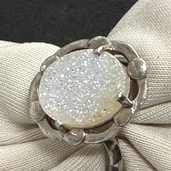 Sterling Silver White Stone Ring Woman Cocktail Ring Size 5 .925 Custom Jewelry