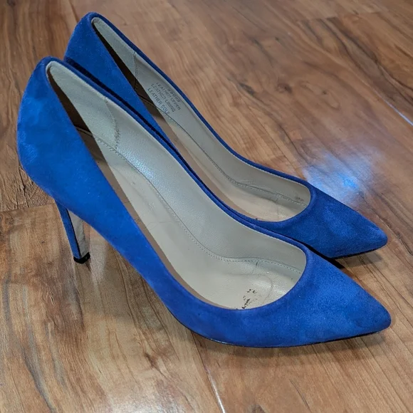 J. Crew Blue Genuine Suede Leather Pointed Toe Heels Women's 6.5‎ Pumps Office