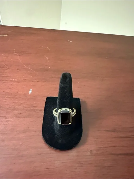 Effy Sterling Silver Black Rectangular Stone Ring