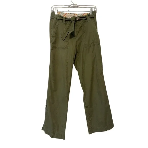 J. Crew Y2K 2000s Low Rise Utility‎ Green Cotton Chino Pants Roll Up Capri Sz 0
