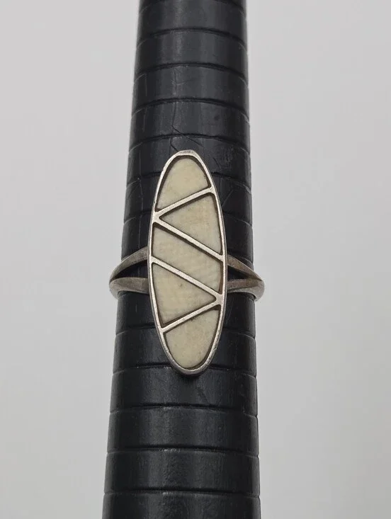 Vintage Zuni Sterling Silver Inlay Mosaic Ring Size5.5