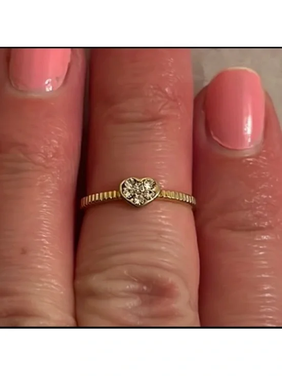 Forever 21 Gold Heart Ring with Clear Stones