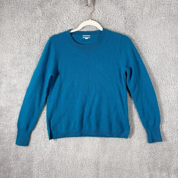 J. Crew Cashmere Slim Fit Crewneck Sweater Womens Size M Bright Blue Teal‎
