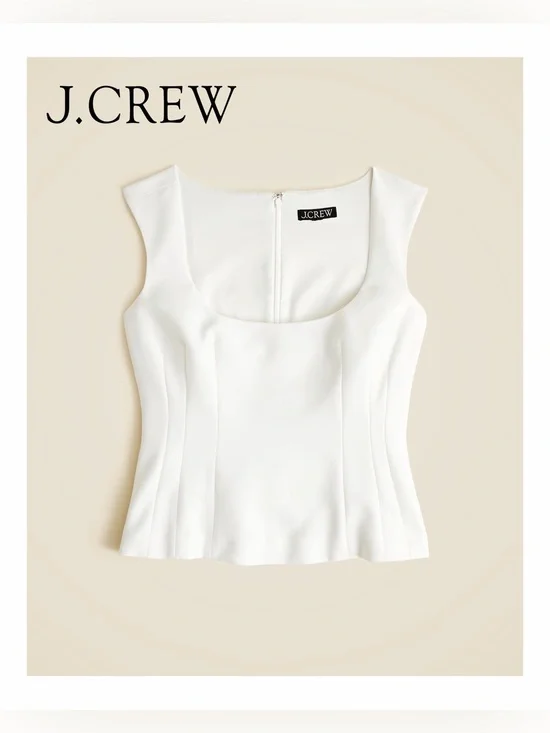 🆕 NWT J.Crew Wide scoopneck tank top in city crepe, Ivory size 6