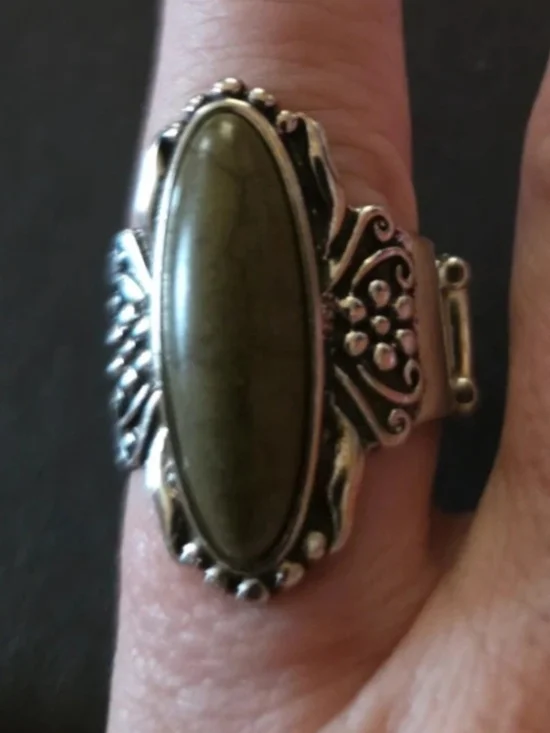 Olive Green Stone Statement Ring