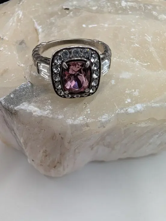 Brighton Elegant Pink Cushion Cut Halo Ring Size 7 Fashion Jewelry