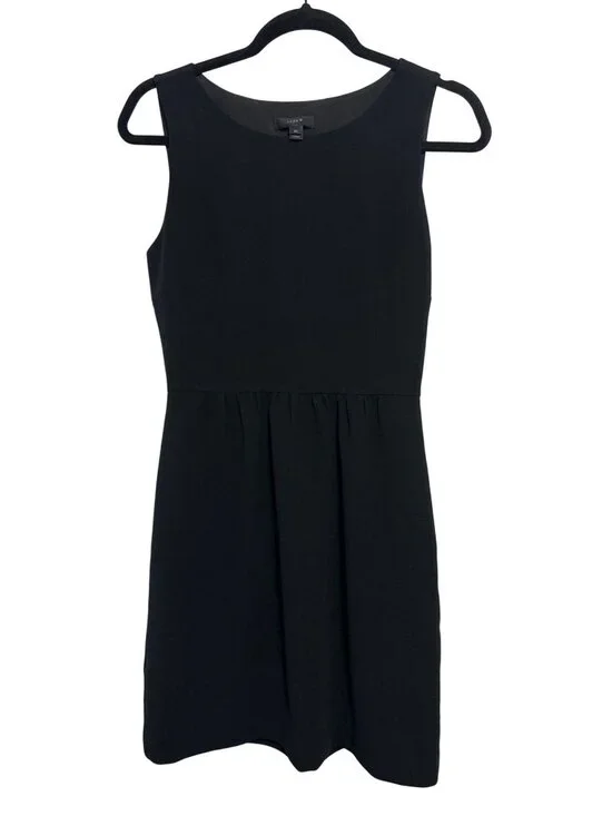 J. Crew Black Sleeveless Dress Size 00 Polyester Lined Machine Washable Made In