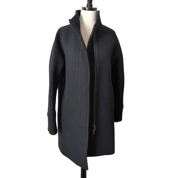 J.Crew $350 Stadium Cloth Nello Gori Wool Cocoon‎ Coat Size 4 Black Midi B2770