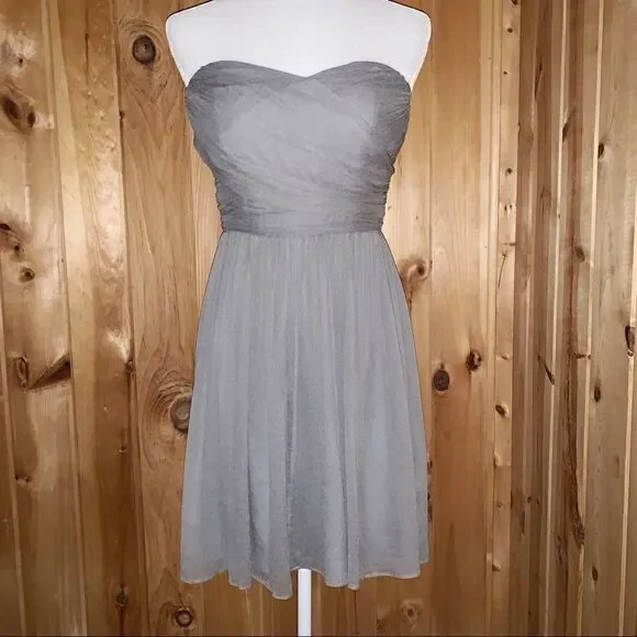 J. Crew gray strapless Arabelle short dress 6P