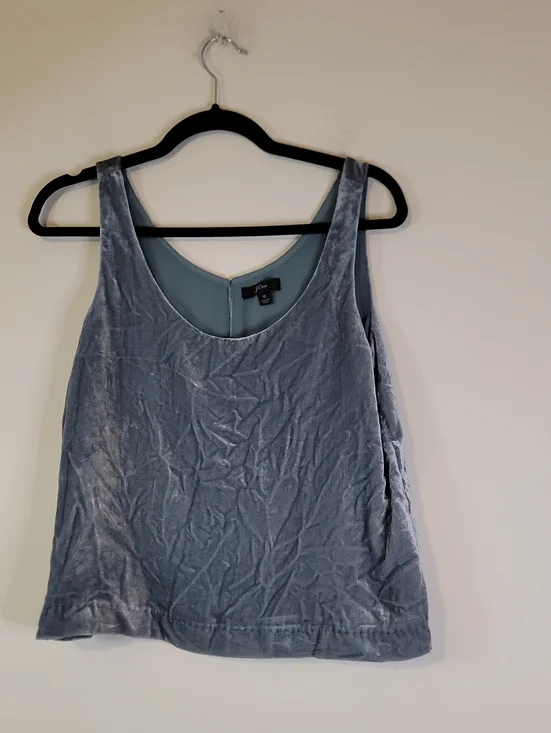 J. Crew Velvet Scoop Tank Top - Gray Blue