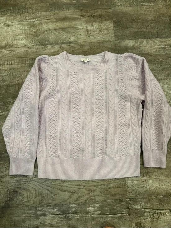 J. Crew Light Lavender Cable-Knit Puff-Sleeve Sweater‎ XL