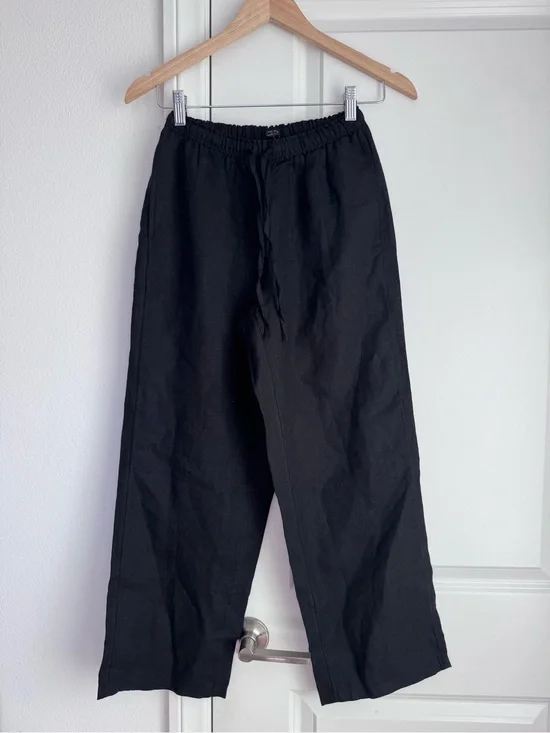 NWT J Crew Soleil Linen Pants In Black Size XS Petite