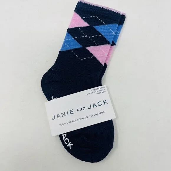 Janie and Jack Baby Boys 6-12‎ Months Diamond Argyle Print Ankle Crew Socks Blue