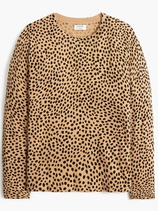 J.Crew Cheetah Crewneck Teddie Sweater