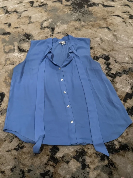 J. Crew Periwinkle Tie-Neck Sleeveless Blouse