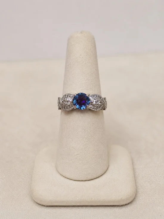 Sterling Silver Blue Mystic Topaz Halo Ring