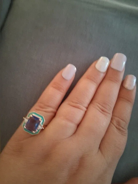 Elegant Blue and Gold Statement Ring
