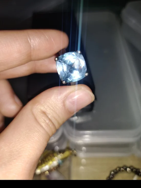 Light Blue Cushion-Cut Stone Ring