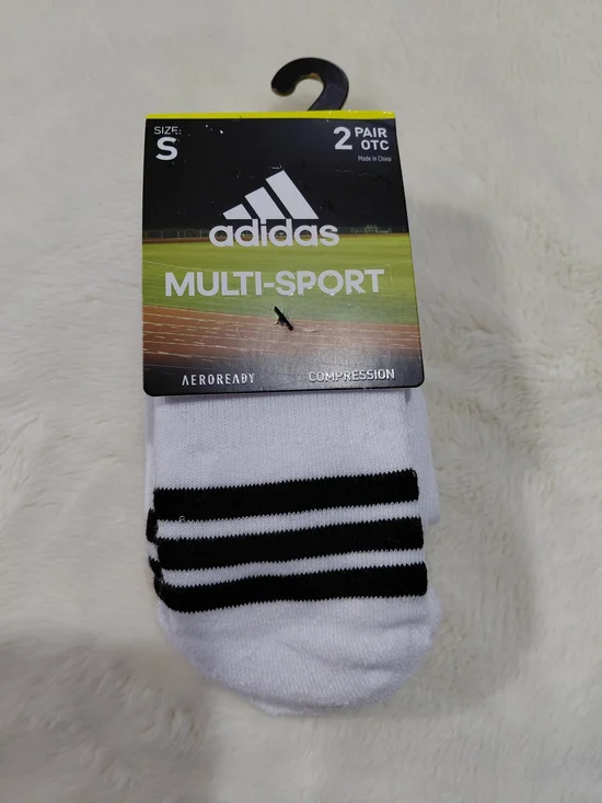 NWT Adidas Multi-Sport White & Black Crew Socks - 2 Pair