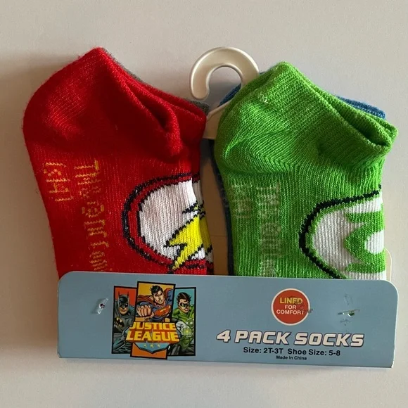 Justice League 4 Pack of Socks 2T-3T NWT