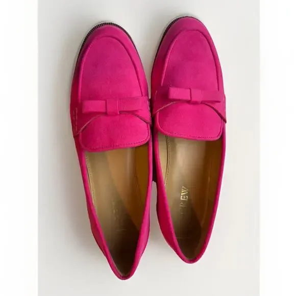 J.Crew Sweet Fuchsia Sueded Bow Loafers - Size 9 - Style CF737