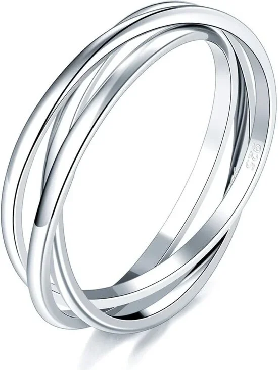 925 Sterling Silver Fidget Ring, 14K Gold Plated Waterproof Anxiety Band