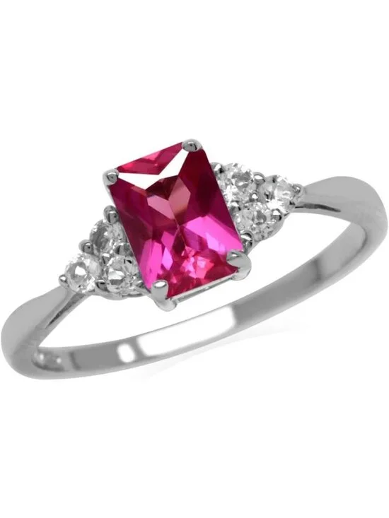 Octagon Birthstone Engagement Ring in White/Yellow Gold Plated 925 Silver