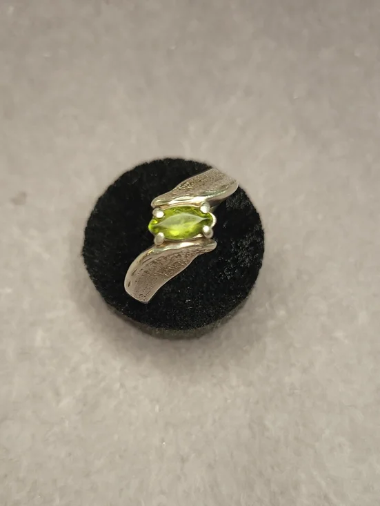 Vintage Sterling Silver Ring with Green Peridot Stone