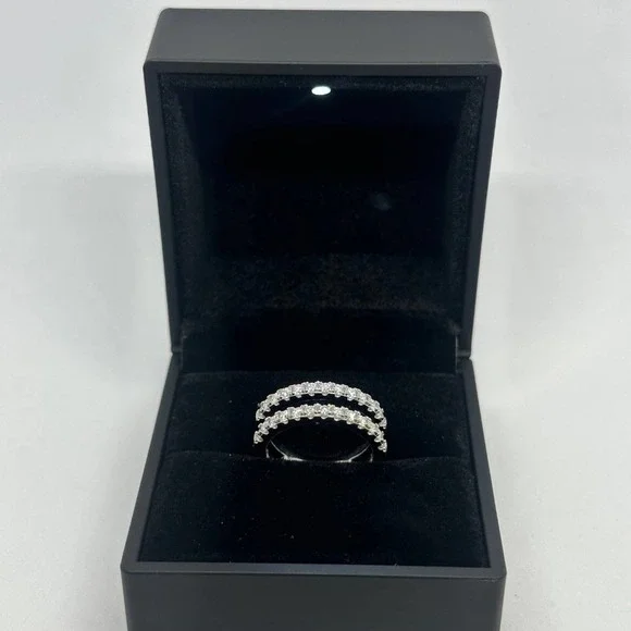 Moissanite Diamond Ring Enhancer Double Row Wedding Band Brilliant GRA Size 10