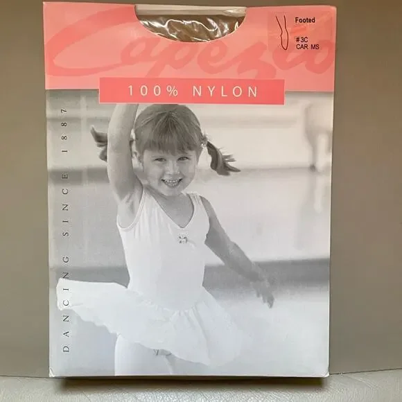 NIB Capezio Child #3C Seamless Footed Tights — Caramel (CAR) — Size MS (4-7 yrs)
