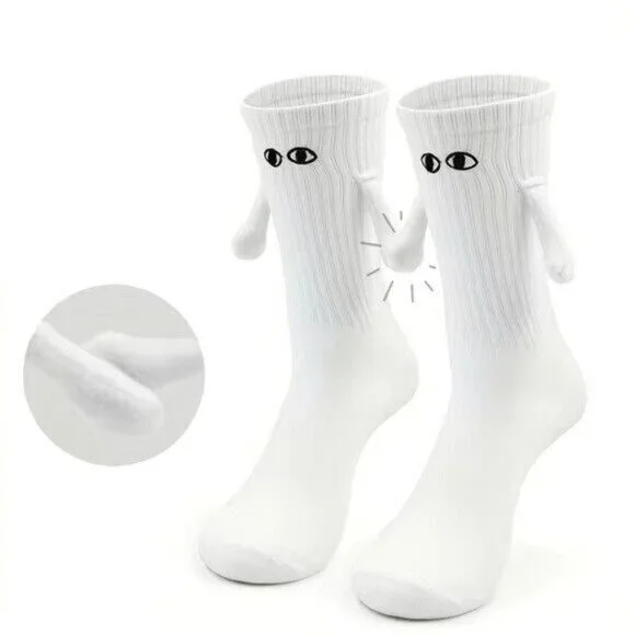 Funny Magnetic Ghost Couple Socks Universal Size Unisex  3D Cotton Holding Hands